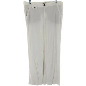 Level 99 White Linen Blend Wide Leg Casual Pants Size 32